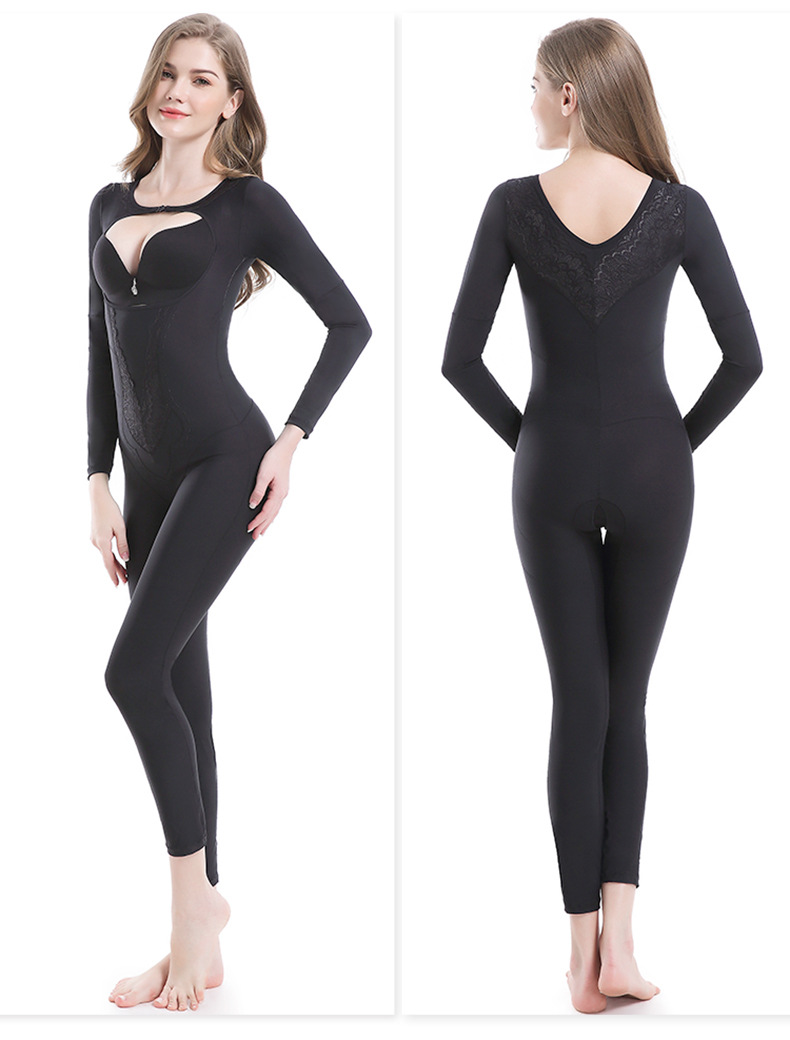 秋冬新款咖啡因塑身连体衣长袖厚束身衣女士产后收腹束腰美体内衣