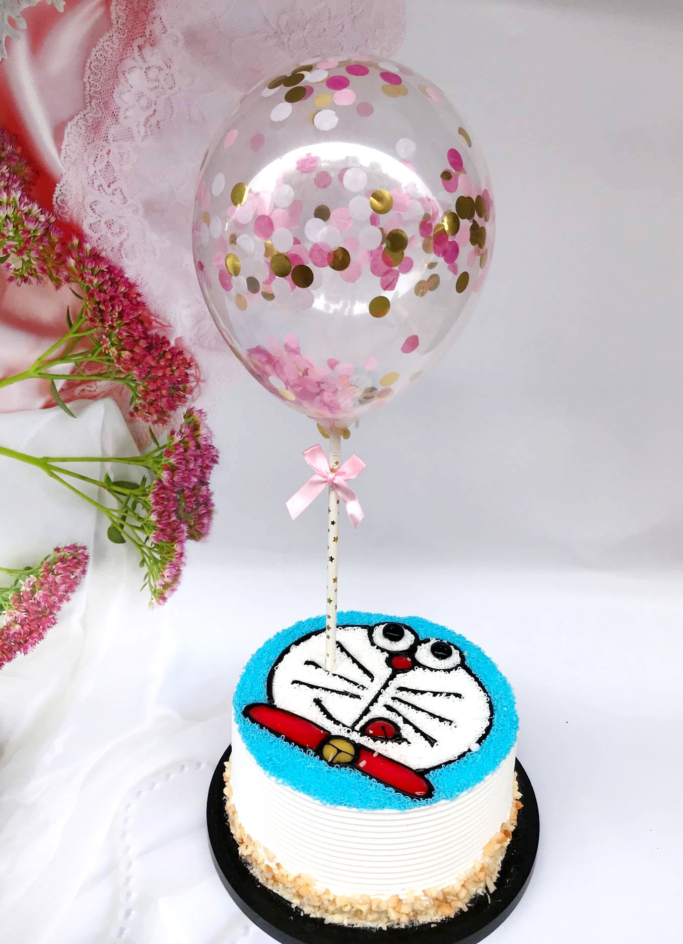 创意生日蛋糕纸屑小气球插件插牌 ins网红烘培甜品台装饰摆件跨境