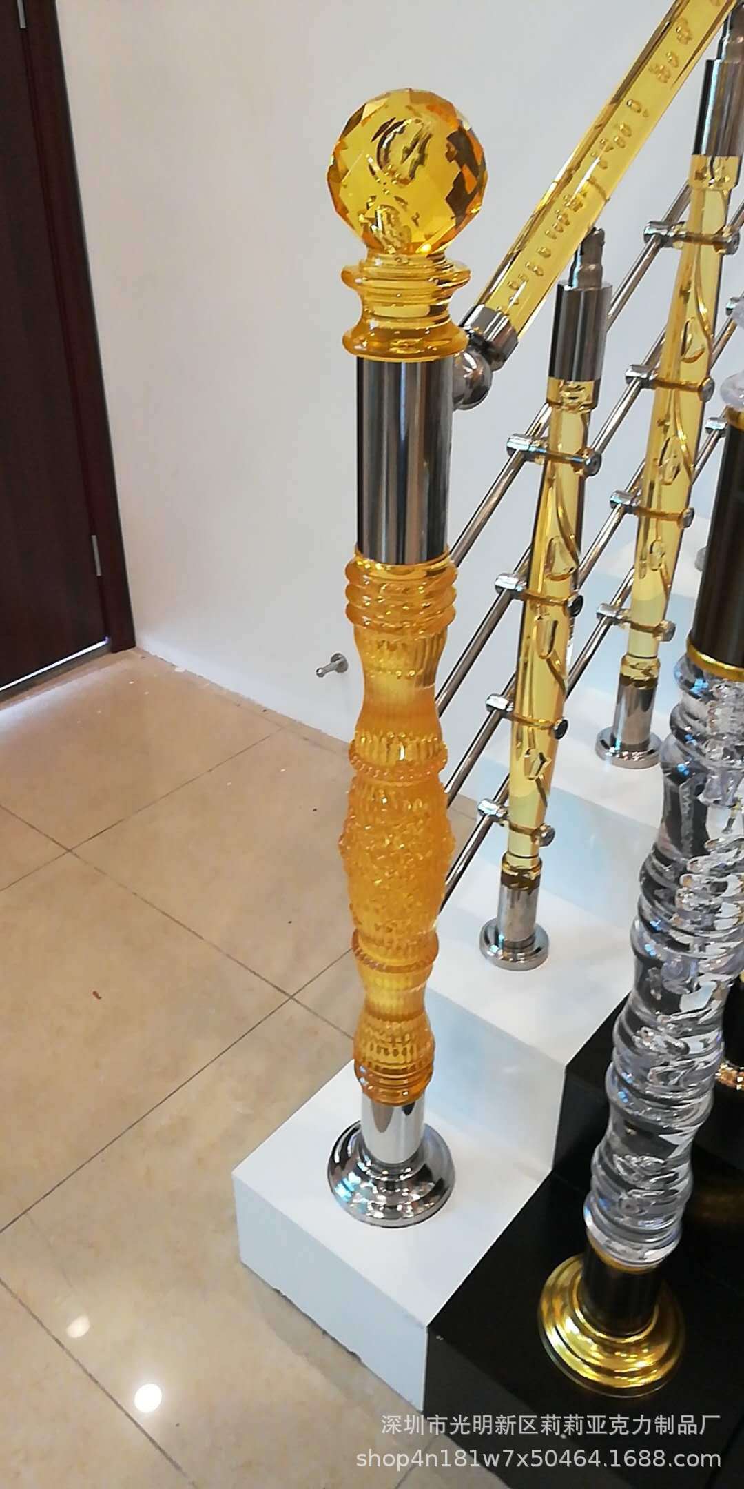 定做高端酒店ktv亚克力有机玻璃透明水晶楼梯立柱扶手栏杆护栏