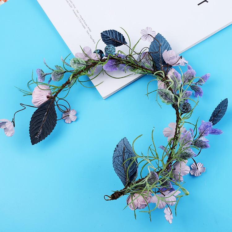 新品新娘发圈手工薰衣草花系发饰外景拍摄头饰新娘婚纱发饰配饰