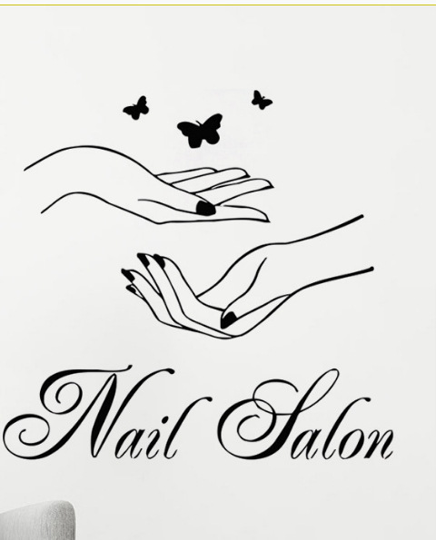 nail salon 跨境热销款美甲店橱窗玻璃创意贴纸 厂家可定制