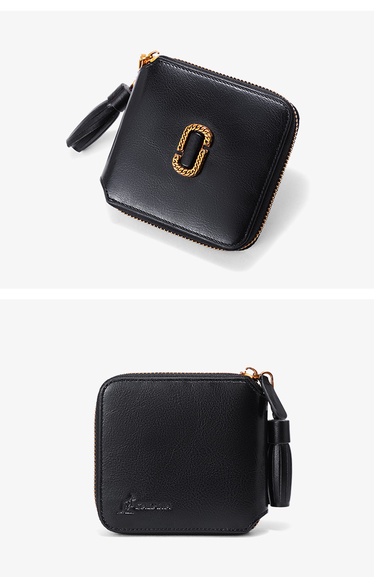 阿尔皮纳袋鼠新款女士钱包真皮纯色流苏短款小零钱包时尚卡包女包