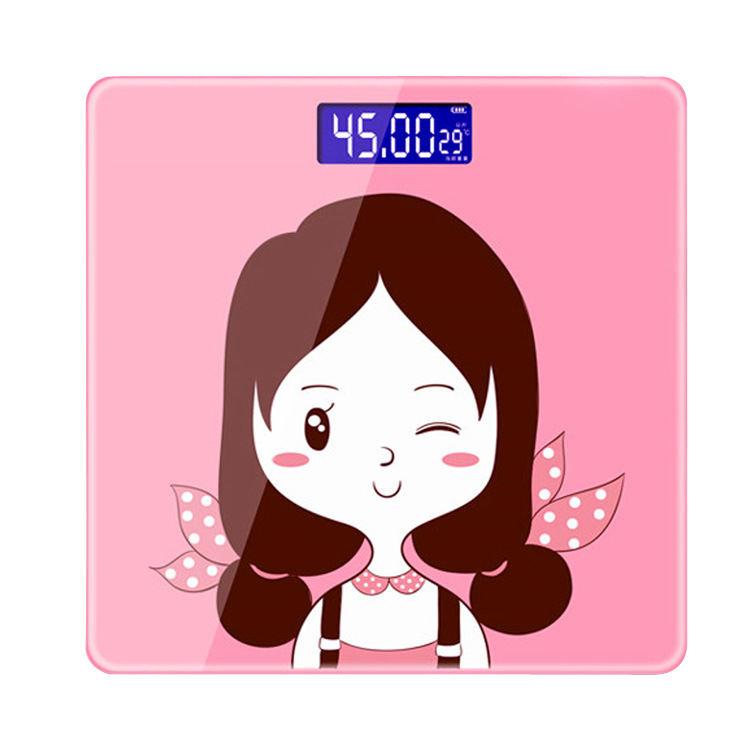 品信电子秤卡通多色现货充足小精度体重秤牛奶秤家用人体秤带皮尺
