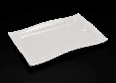 密胺仿瓷餐具定做时尚斜边长方盘子饭店创意餐具盘子饭店logo