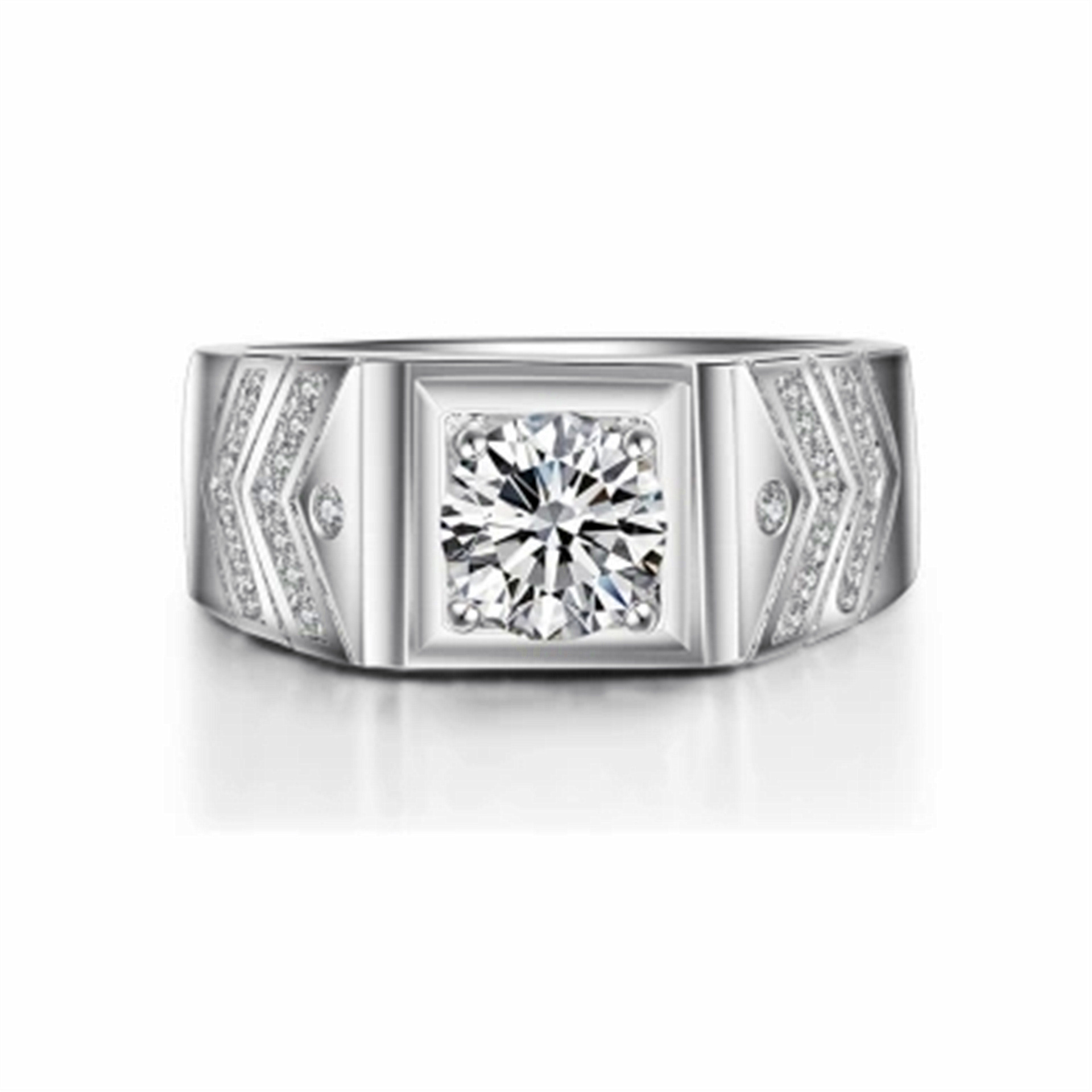 男士霸气情侣戒指环开口对戒白铜镀铂金群镶仿真钻戒男欧美结婚戒