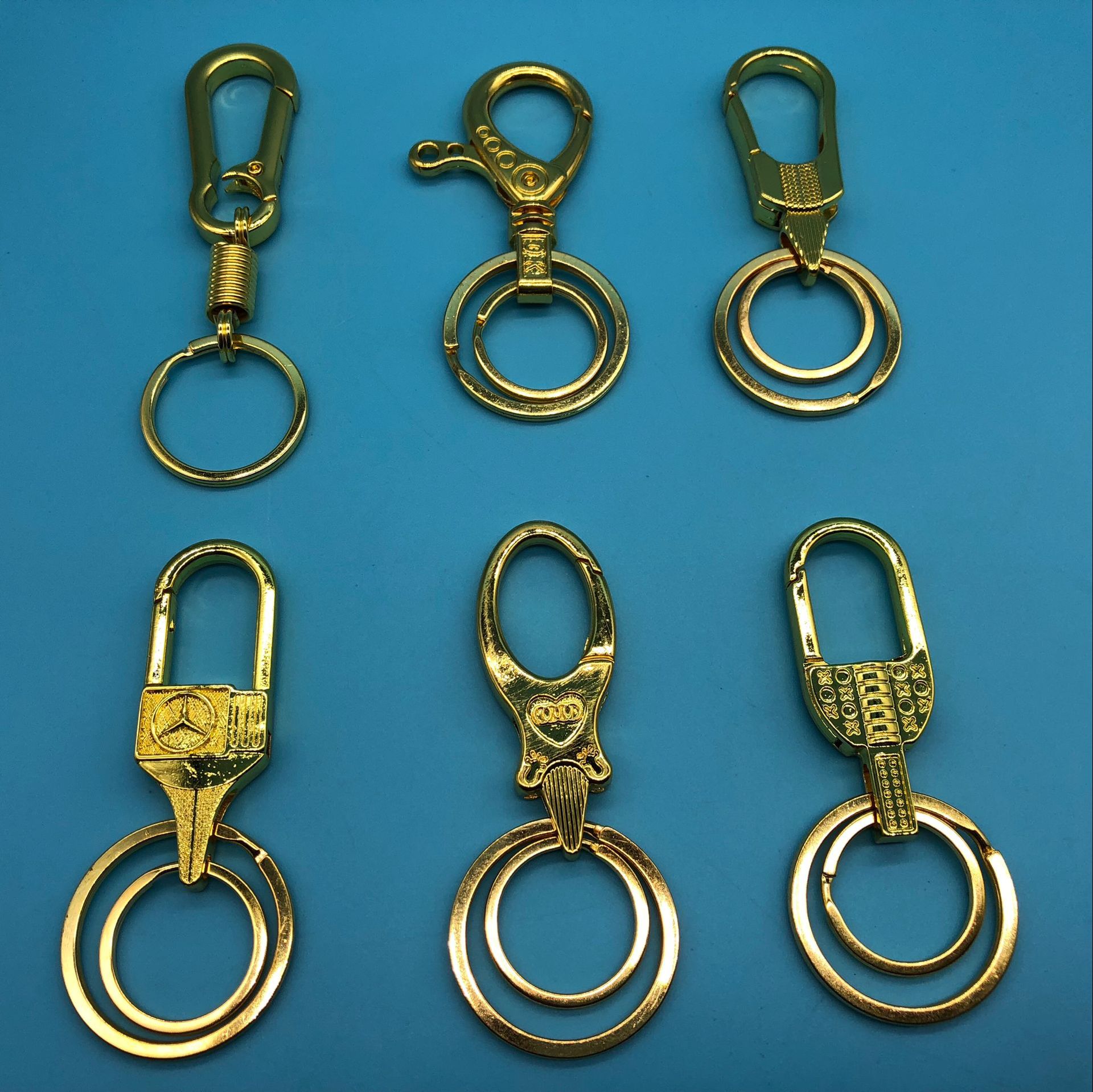 金色钥匙扣 钥匙挂件排装钥匙圈 2元店批发地摊货源赠品