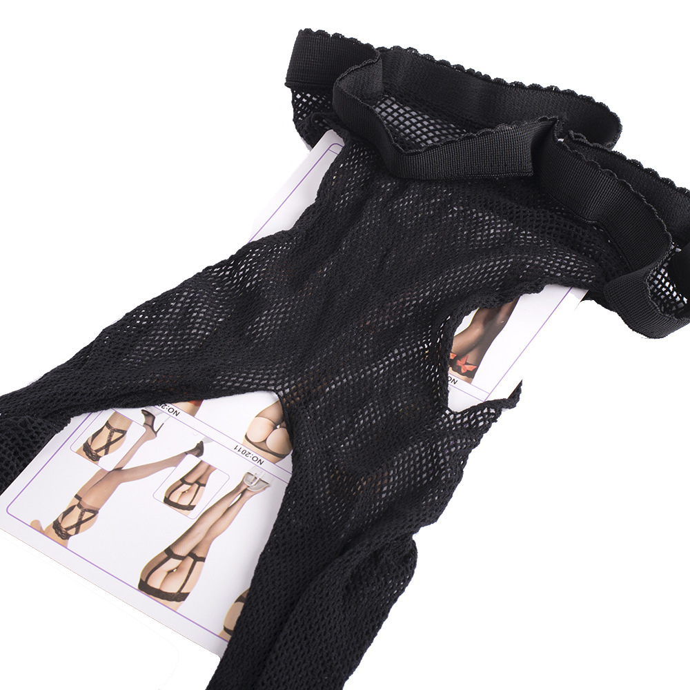 性感情趣网袜诱惑 黑色四面开裆镂空网眼连裤袜 透视打底袜