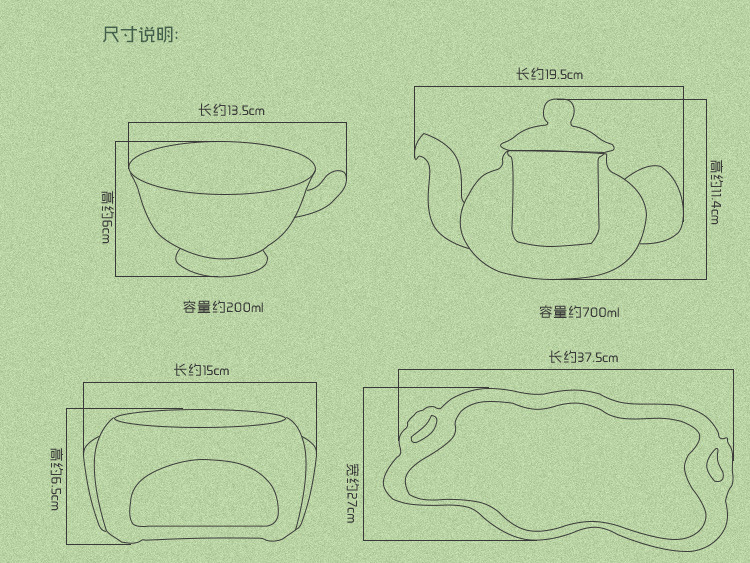 花茶壶套装 煮水果茶玻璃壶花茶壶 蜡烛加热茶壶 花茶杯茶具套装