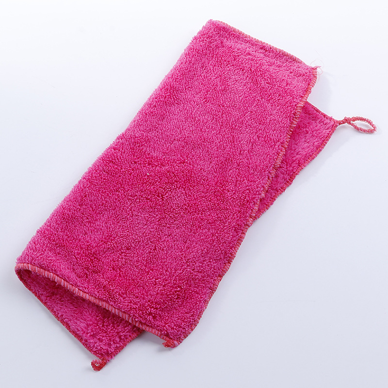 厂家直销加厚珊瑚绒可挂式吸水小抹布 不掉毛不沾油厨房洗碗布