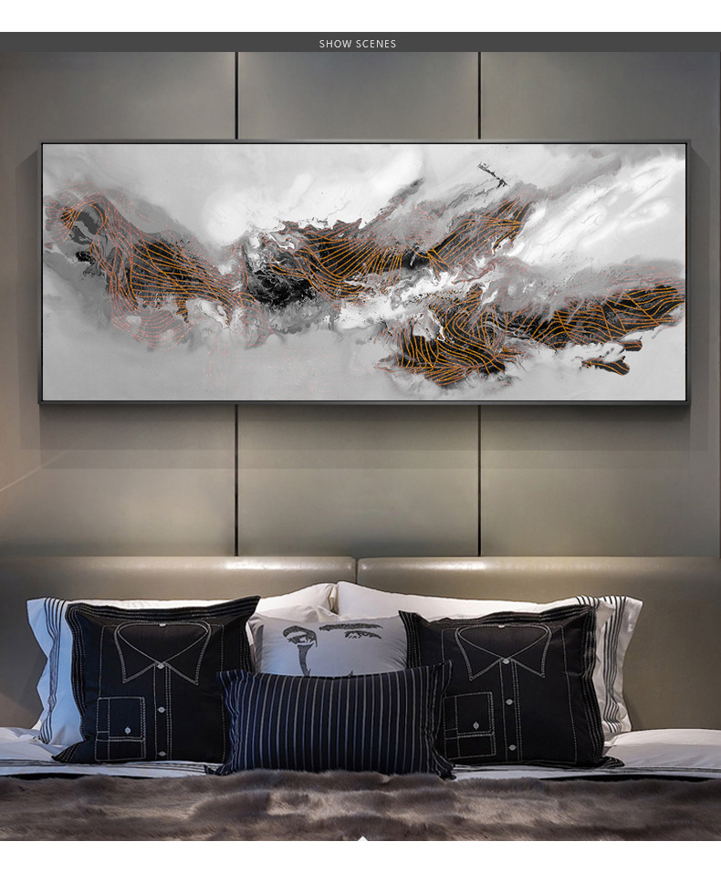 戈瑞晶瓷画/床头装饰画现代简约卧室挂画沙发烤瓷水晶画 群山巍峨