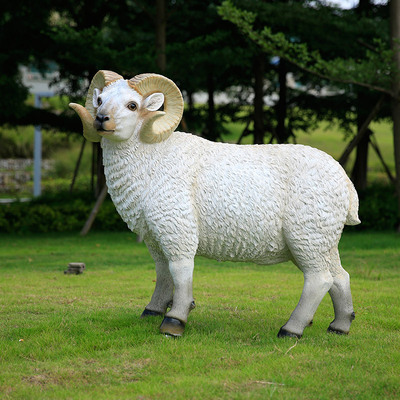 动物园雕塑仿真绵羊摆件纯手工工艺品草地装饰品摆设园林景观代发