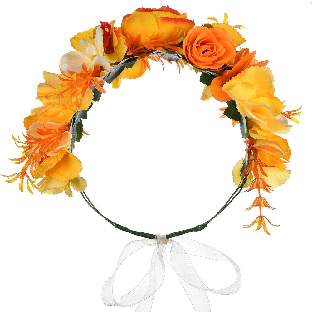 亚马逊热销沙滩度假夏威夷花环 新娘头饰花环森女系仿真花朵发箍