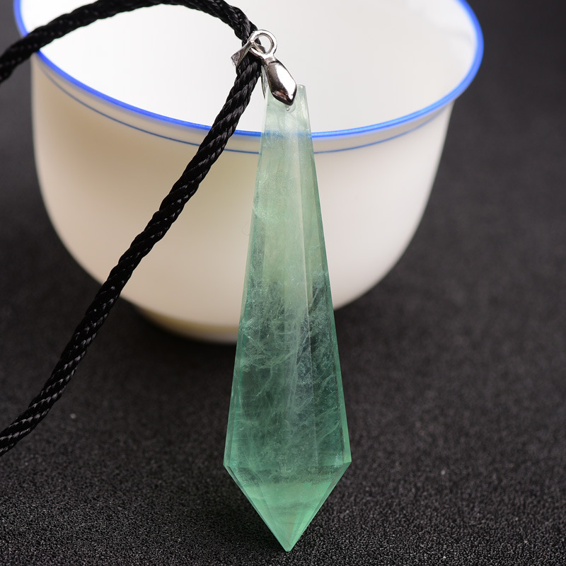 天然萤石灵摆挂坠 修灵原矿彩萤石灵摆师吊坠 蓝紫红绿萤石项坠