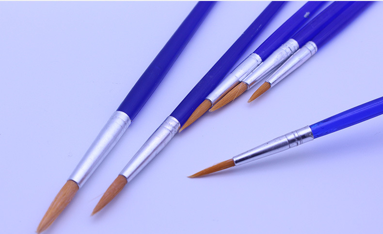 塑料杆577-6b尖头尼龙毛勾线笔油画笔 6支套装画笔 水粉水彩画笔