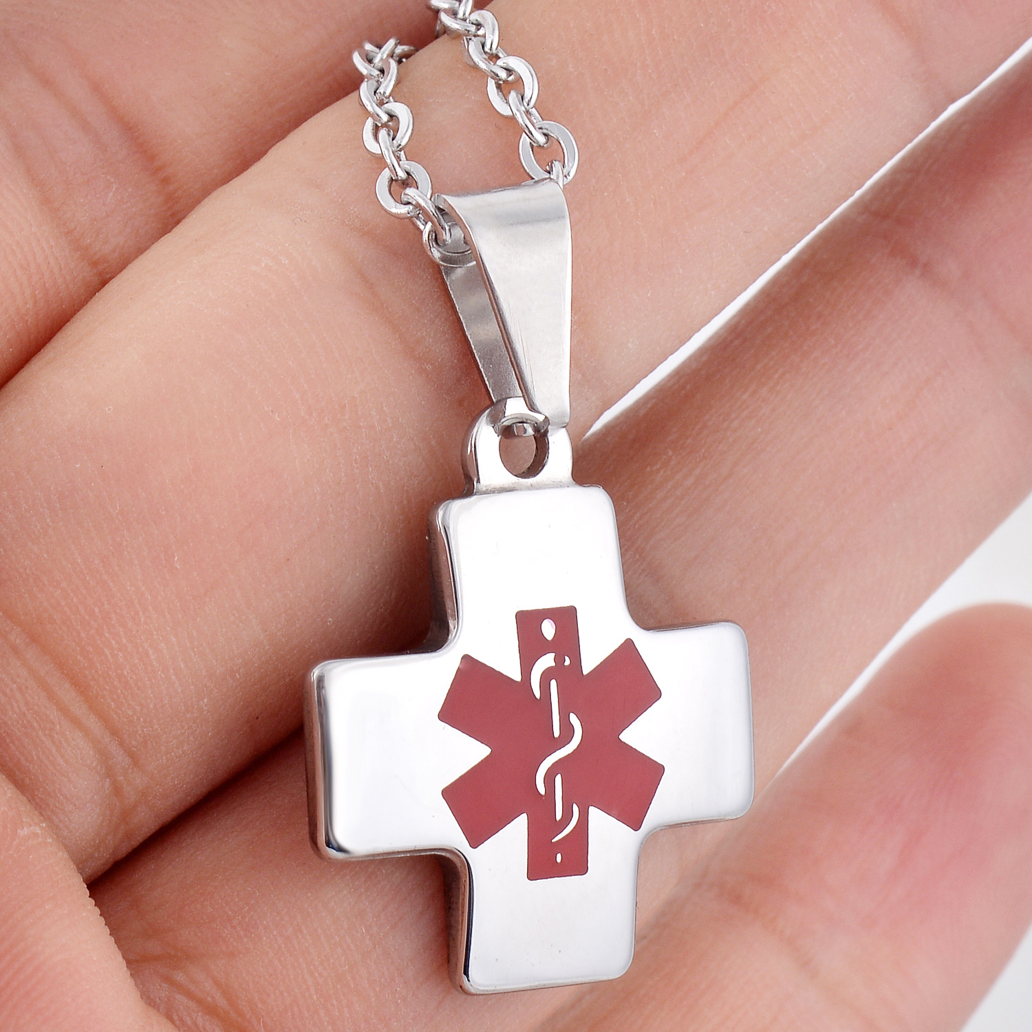 欧美热销 定制十字架医疗吊牌 十字架医疗吊牌吊坠 可刻字