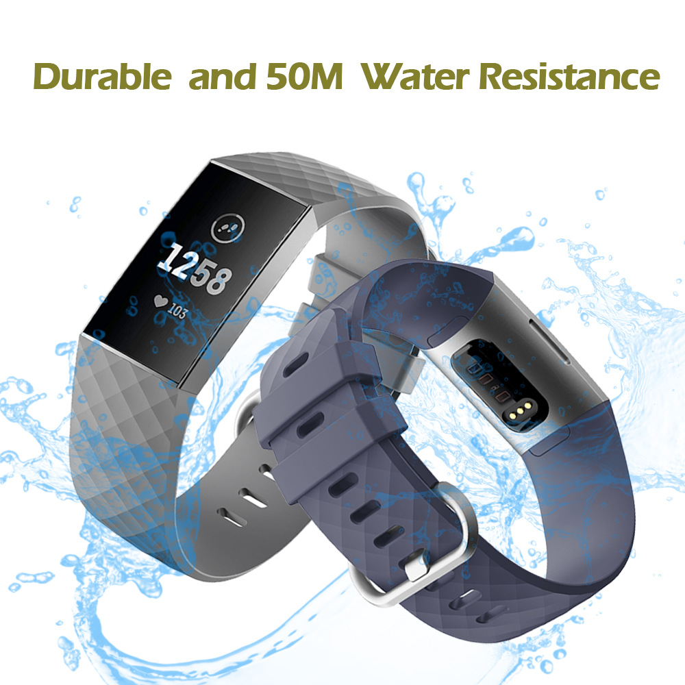 Fitbit Charge3/4 Smart Watch Strap 3D Diamond Pattern Breathable Silicone Wristband Replacement Belt Accessories