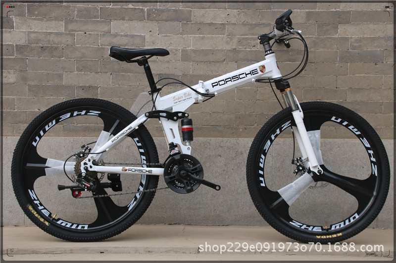 厂家直销保时捷折叠山地自行车26寸山地车21速24速27速双碟刹自行