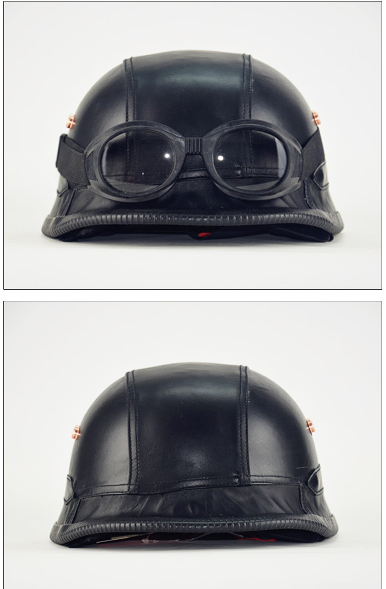个性艺术牛角头盔复古哈雷头盔半盔可拆卸带眼镜机车头盔男女通用