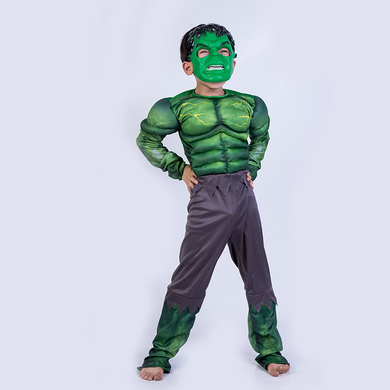 万圣节儿童摄影服装复仇者联盟 绿巨人肌肉服儿童演出服厂家批发