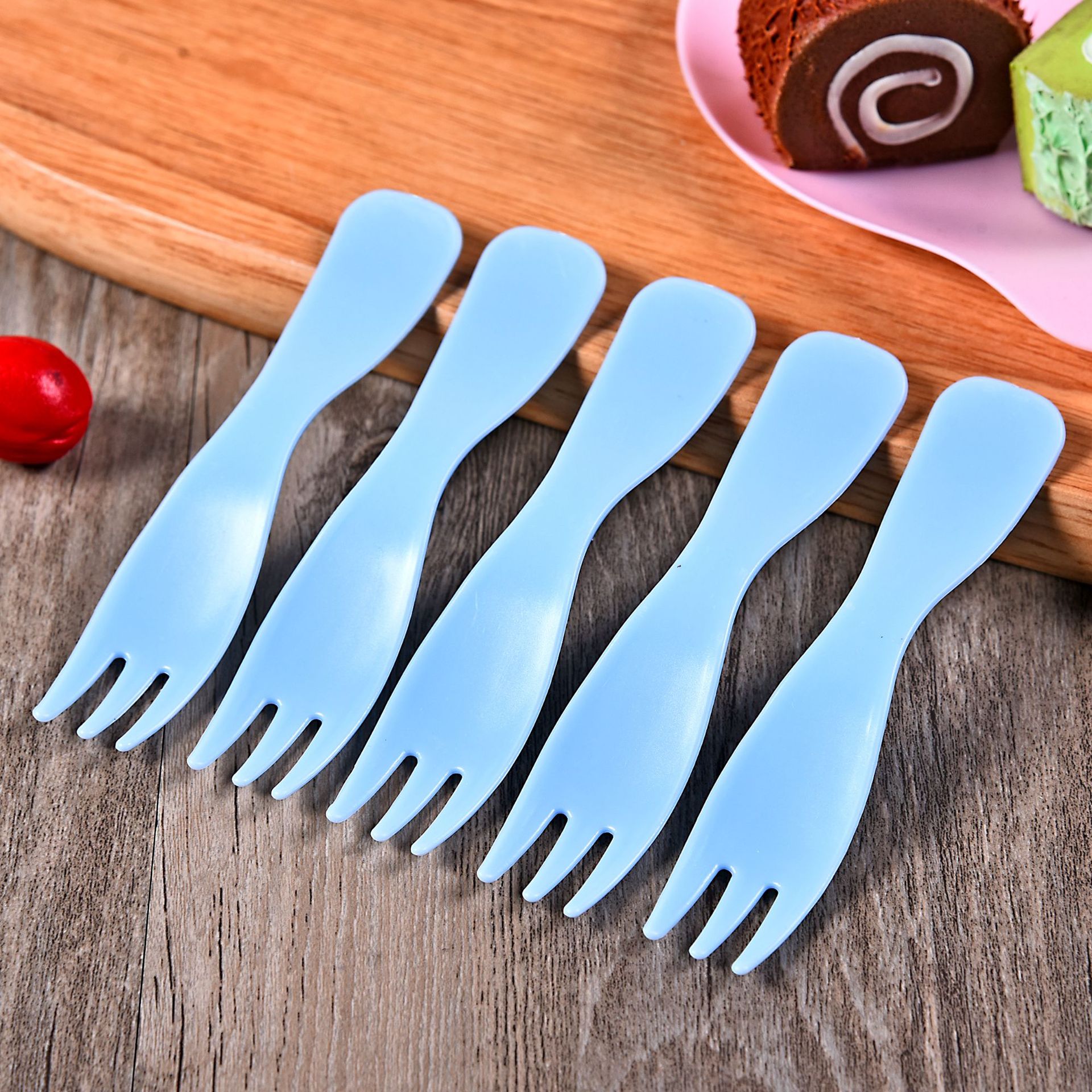 独立包装一次性塑料叉生日蛋糕水果叉波浪叉子餐具烘焙用品西点叉