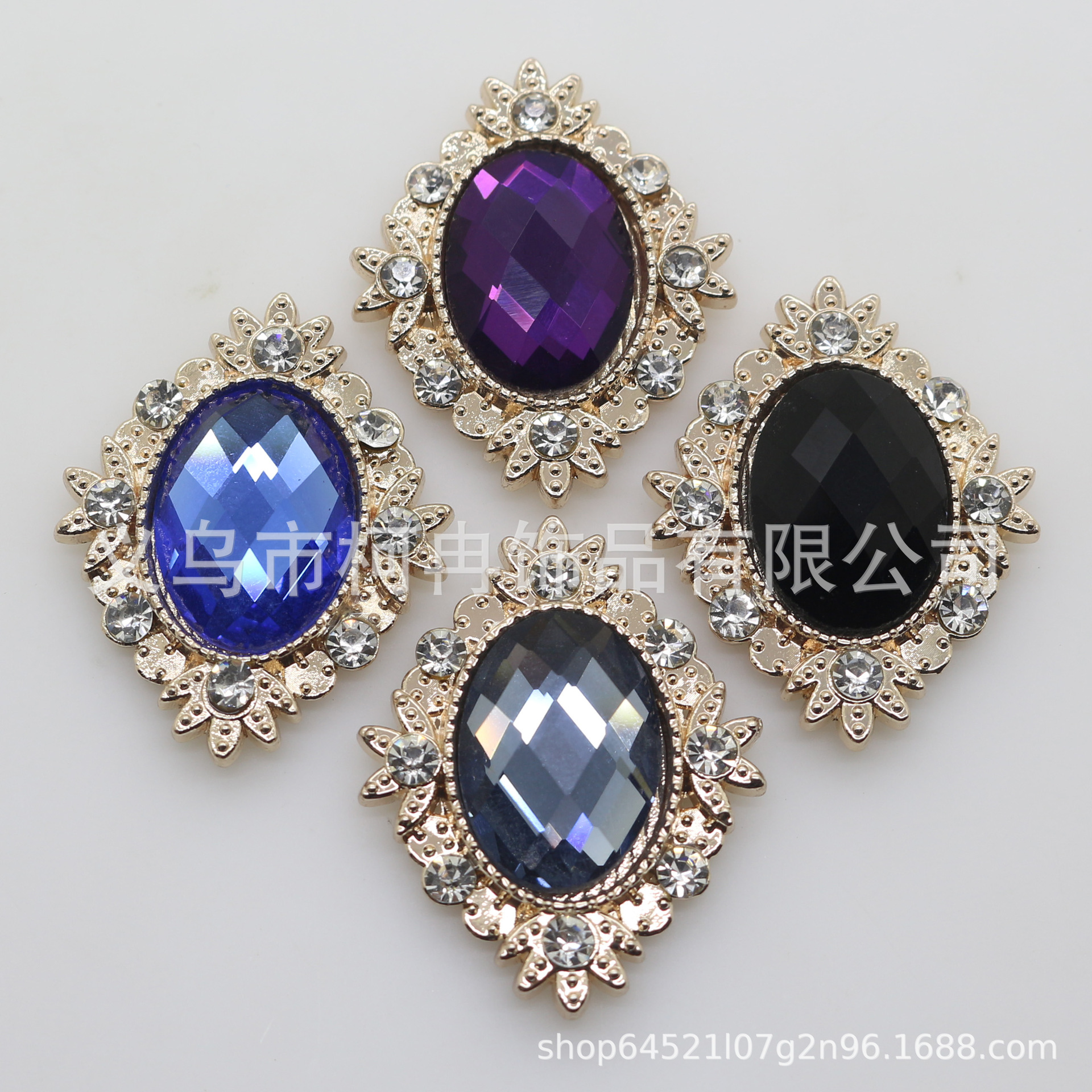 Fashion Korean Gold Alloy Decoration Accessories Flower Disk Drill Buckle Glass Rhinestone Buttons DIY Bridal Hair Accessories