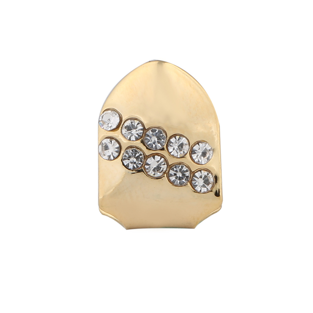 速卖通亚马逊外贸热卖欧美新款单颗斜纹镶钻嘻哈金牙牙套批发