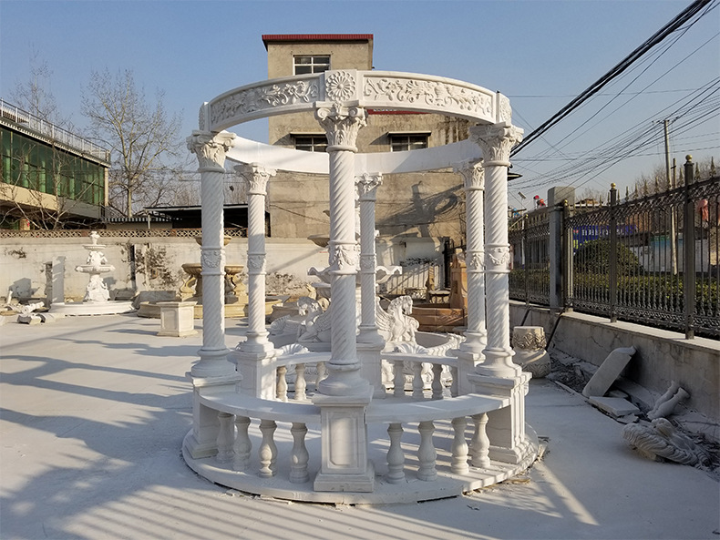 现货直销 大理石亭子 花岗岩石柱阳台栏杆 欧式圆形景观亭 177