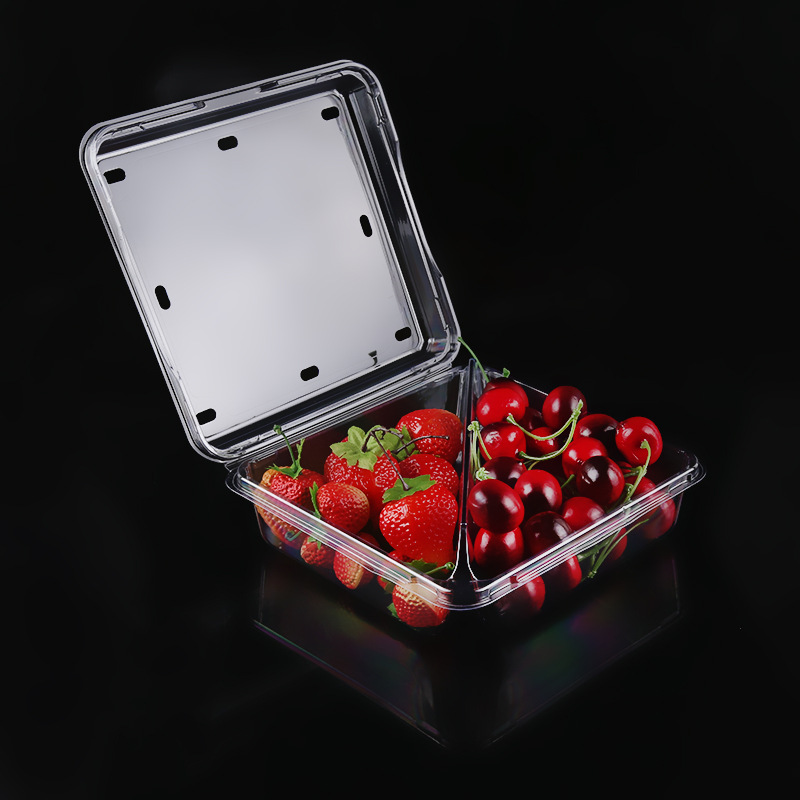 600克翻盖两分格 塑料果蔬打包盒吸塑礼品包装盒翻盖盒