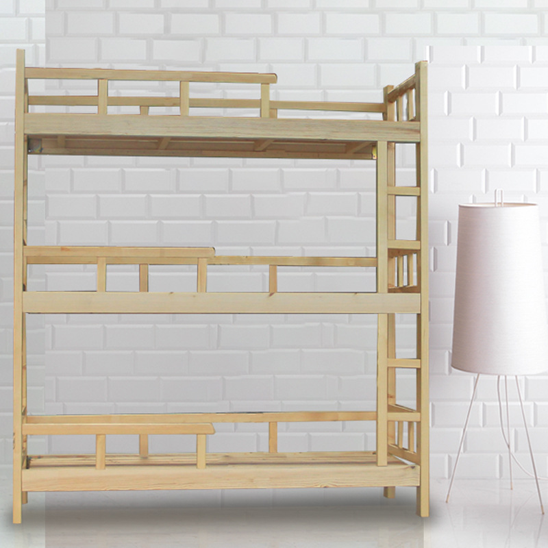 0成交136套宿舍学生高低床幼儿园三层实木上下铺床高低午托上中下三人