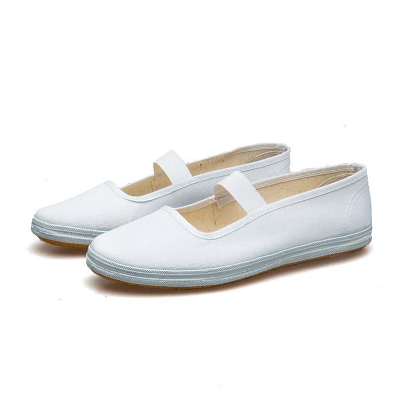 小白鞋 厂家批发白色学生小布鞋舞蹈跳舞男女白运动鞋 白色帆布鞋