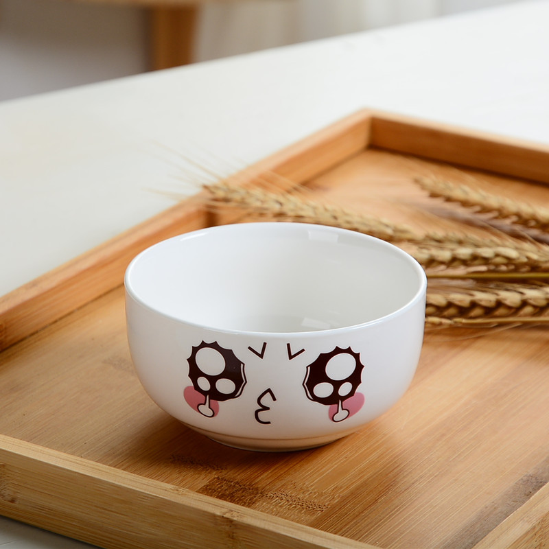 可爱表情骨瓷碗釉下彩陶瓷碗餐具套装小米饭碗饭碗家用小汤碗