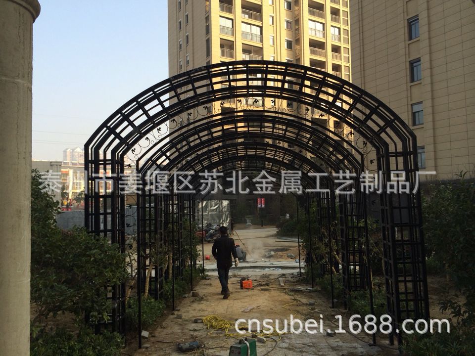欧式景观造型铁艺廊架拱门穹顶 钢结构氟碳凉亭公园连体拱形花架