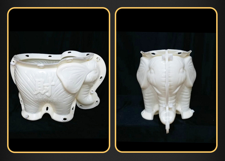 欧式建筑水泥制品小动物模具 450大象花盆财字款模具 模具设计