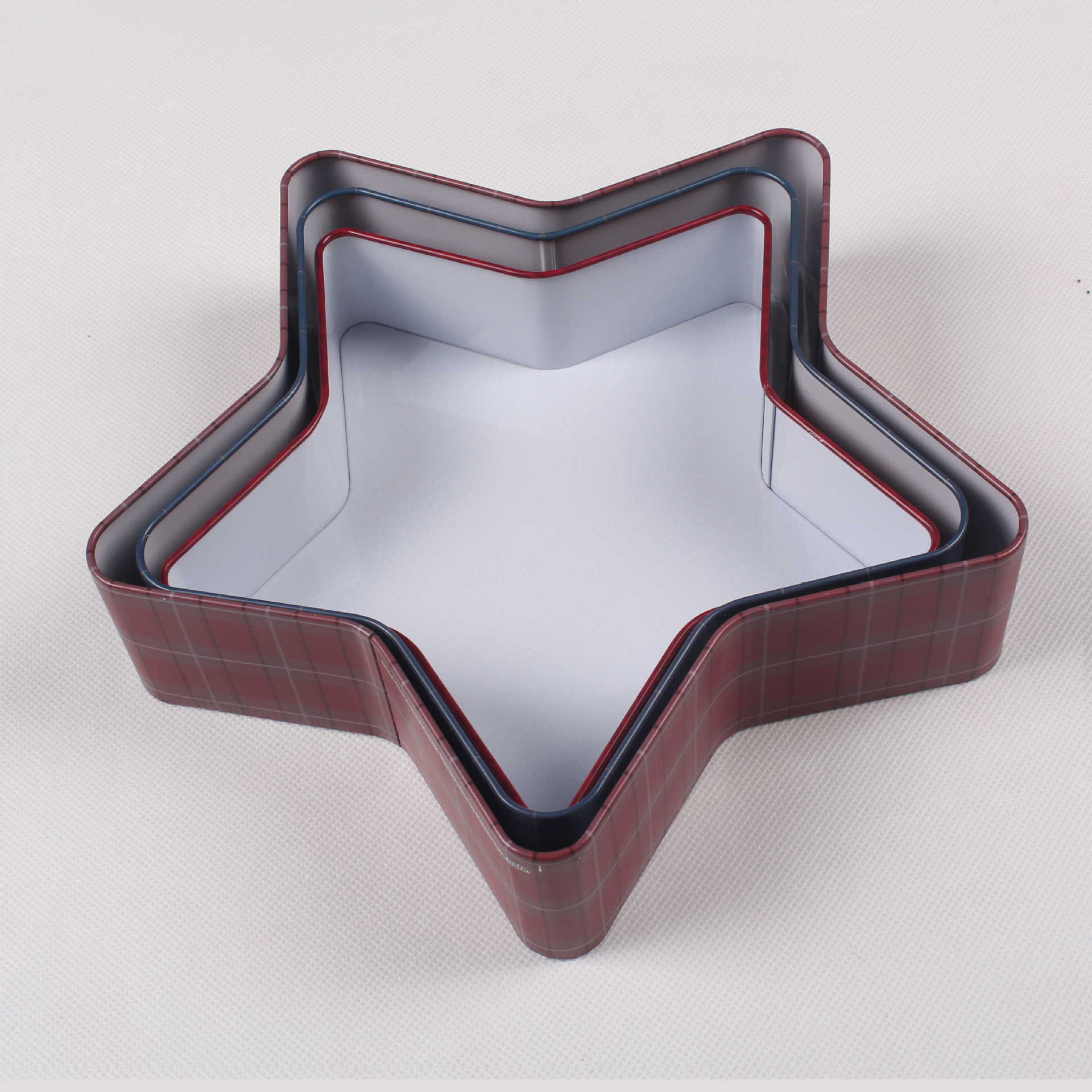 铁盒定做 储物盒 收纳盒 马口铁盒 五角星圣诞三件套