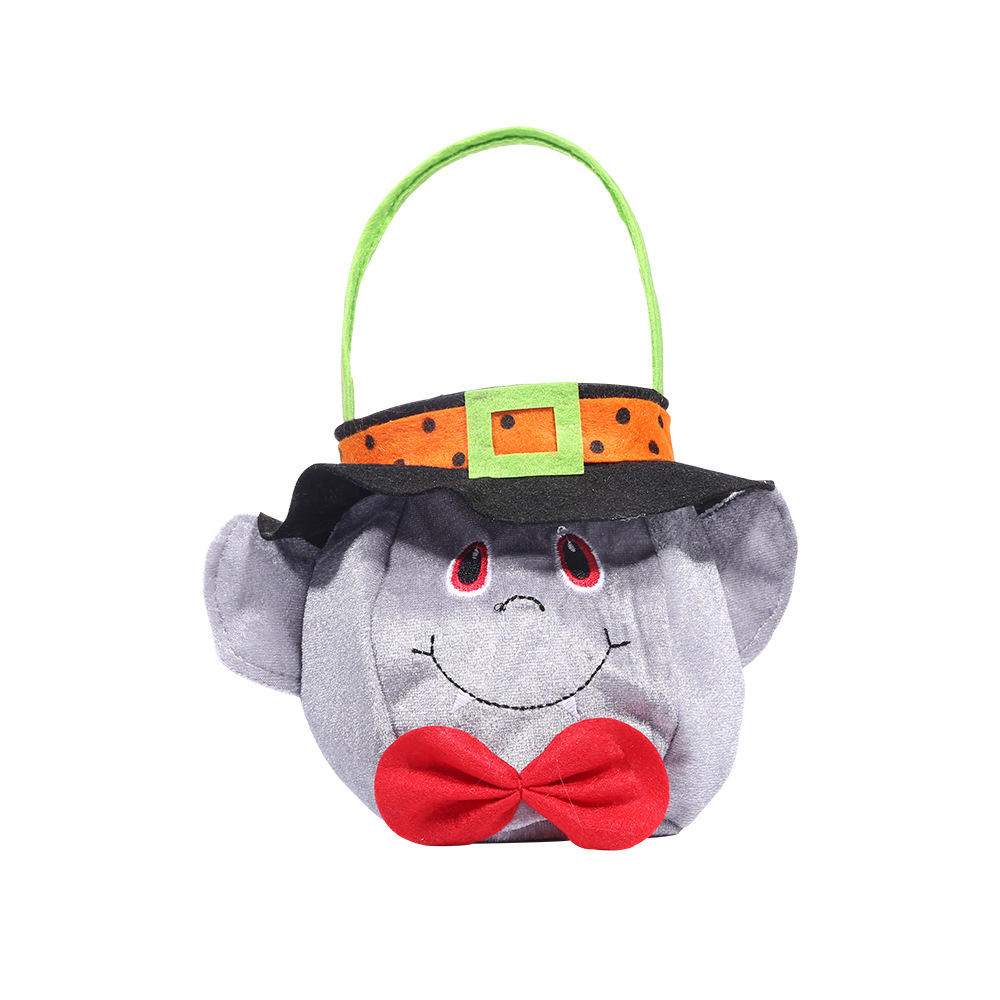 Haobei New Halloween Decorations Hooded round Handbag Ghost Festival Children's Candy Gift Bag Pumpkin Bag