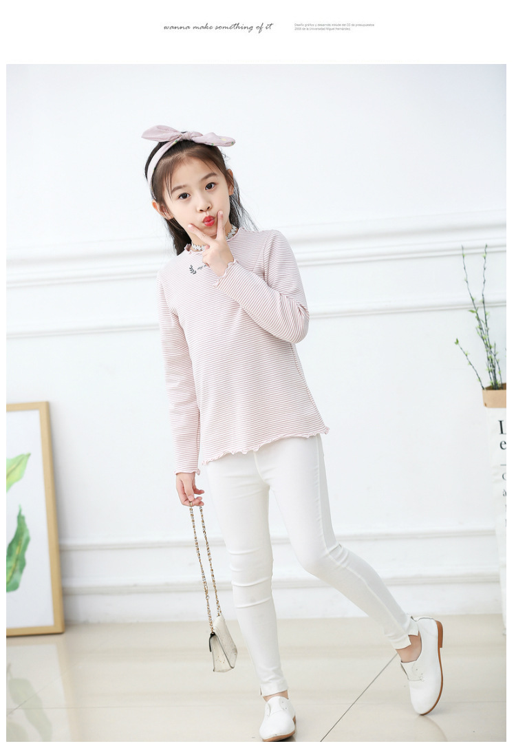 童装2019春秋新款 韩版时尚纯棉儿童打底衫 女童t恤 长袖上衣