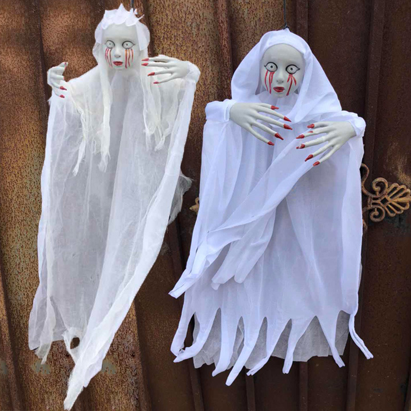 白衣幽灵发光吊鬼万圣节鬼婴儿吊鬼密室鬼屋恐怖装饰品场景道具