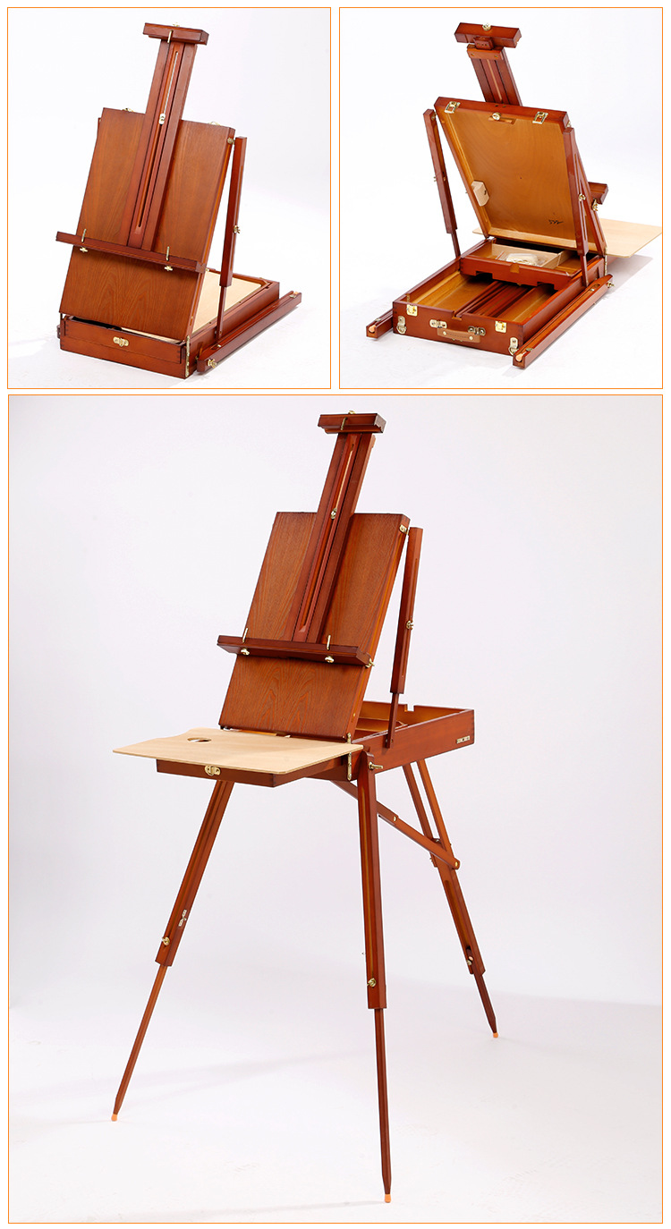 进口榉木便携油画箱写生油画架木制多功能成人手提美术绘画工具箱