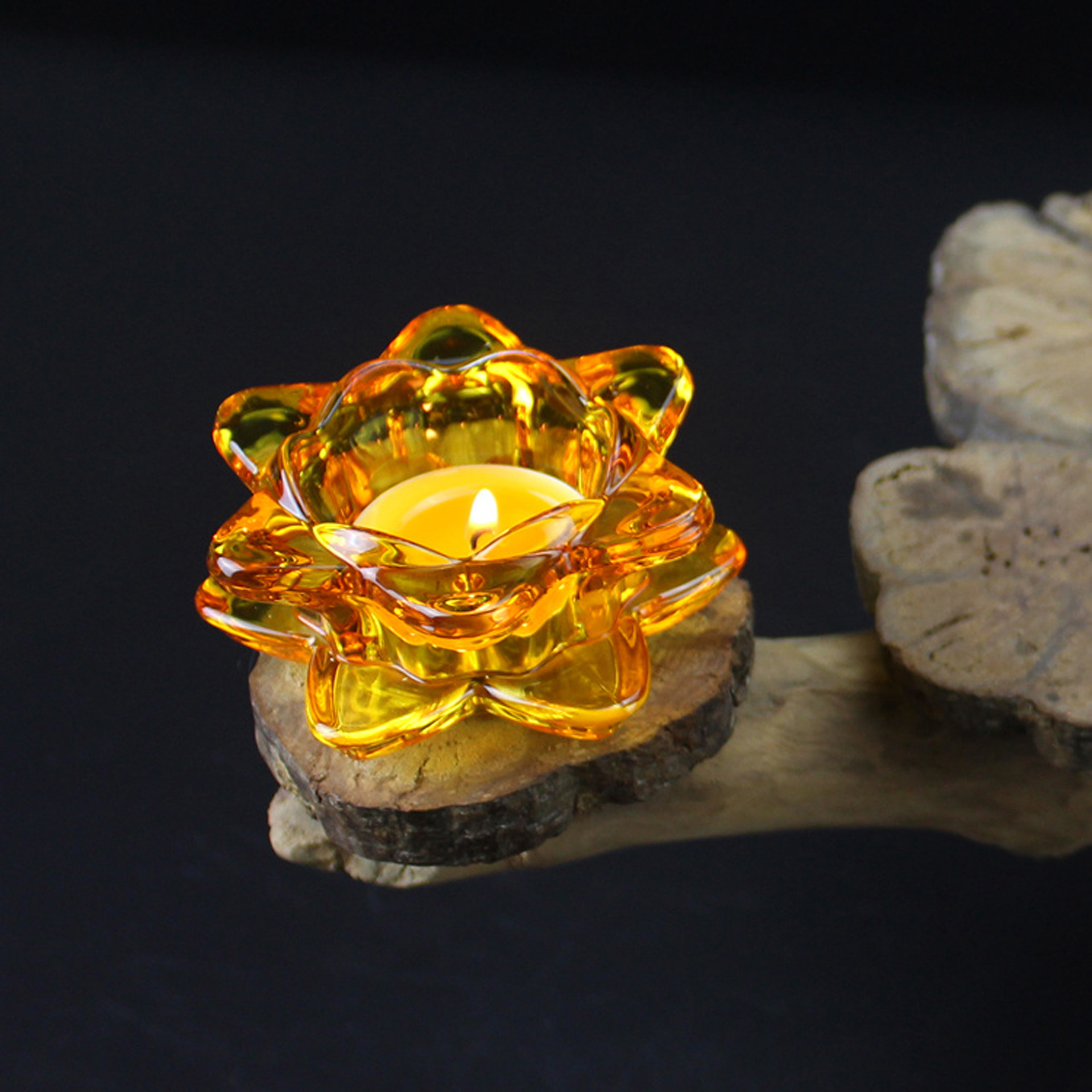 佛教用品七彩琉璃莲花酥油灯座 七星灯底座供佛长明灯水晶蜡烛座