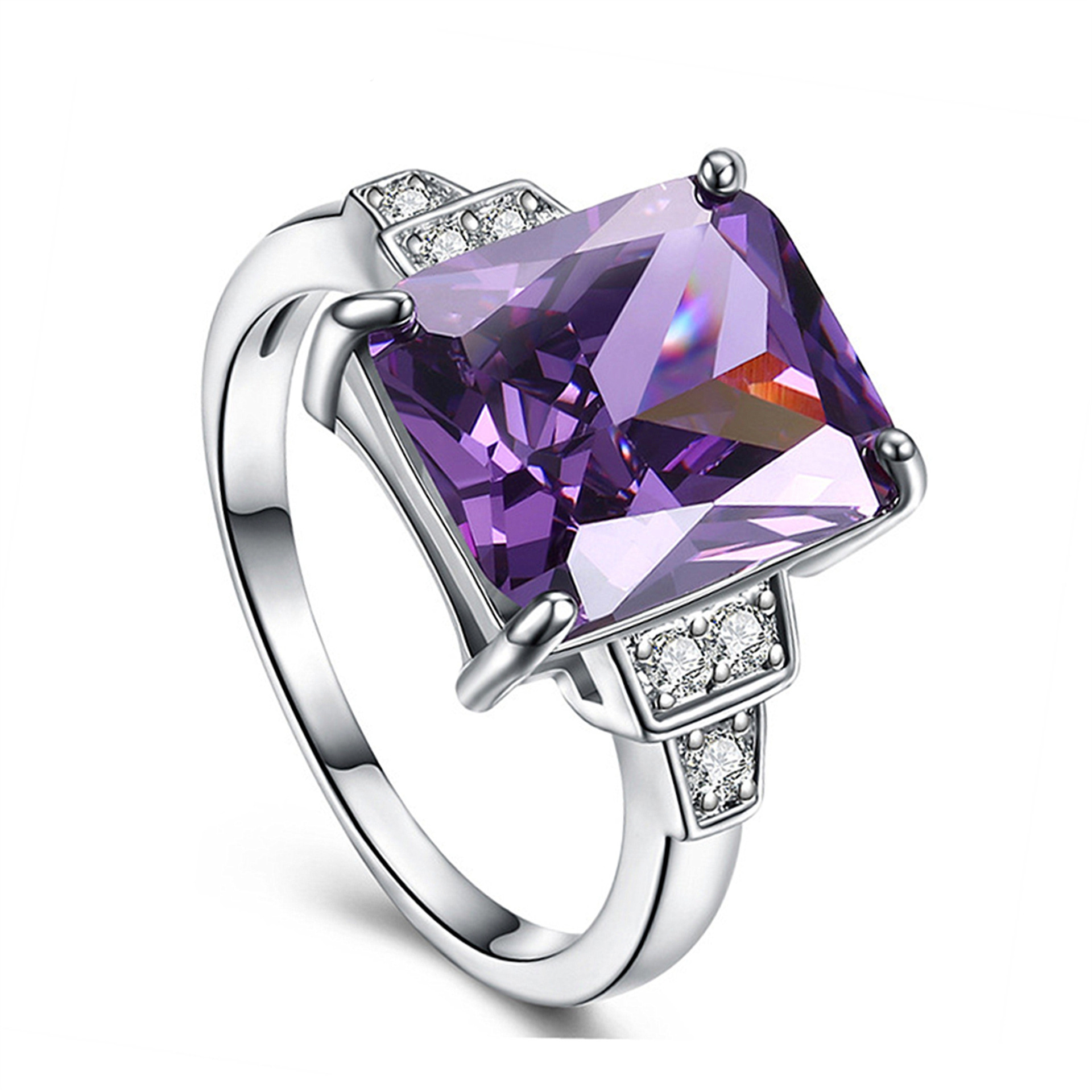 钻石戒指 wish热卖饰品欧美方形蓝宝石订婚戒指 创意结婚聚会指环