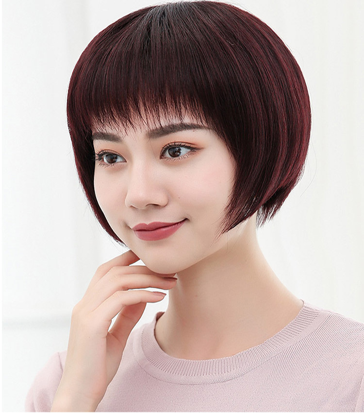 真发假发女短发中老年女士真人发送妈妈全手织波波bobo头假发头套