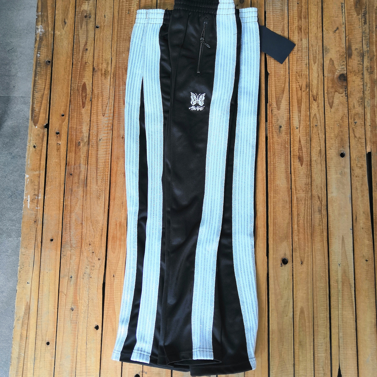 awge x needles asap rocky 联名日系复古蝴蝶织带刺绣长裤休闲裤