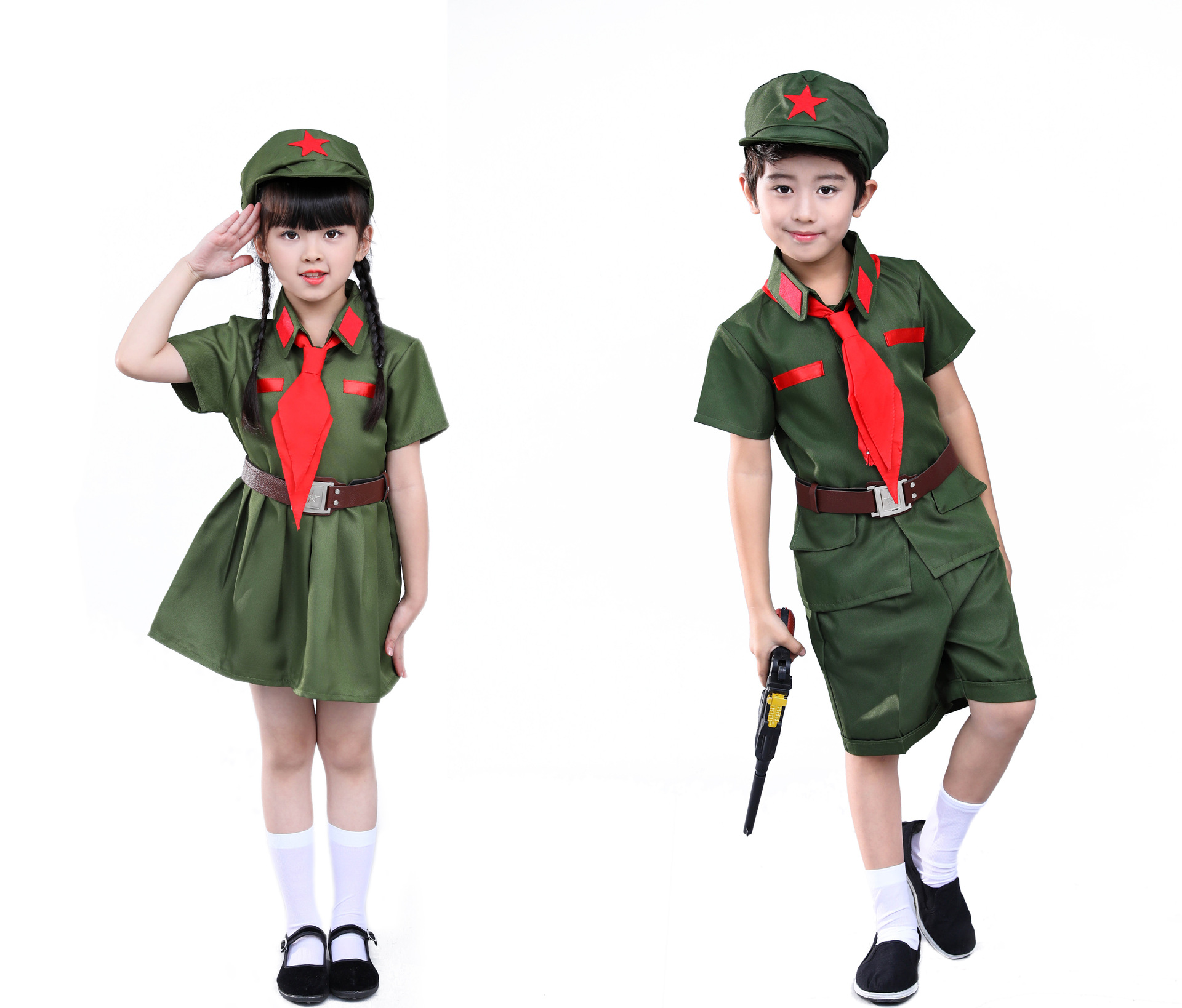 儿童成人红军演出服八路军服红卫兵男女新四军红星闪闪军装表演服