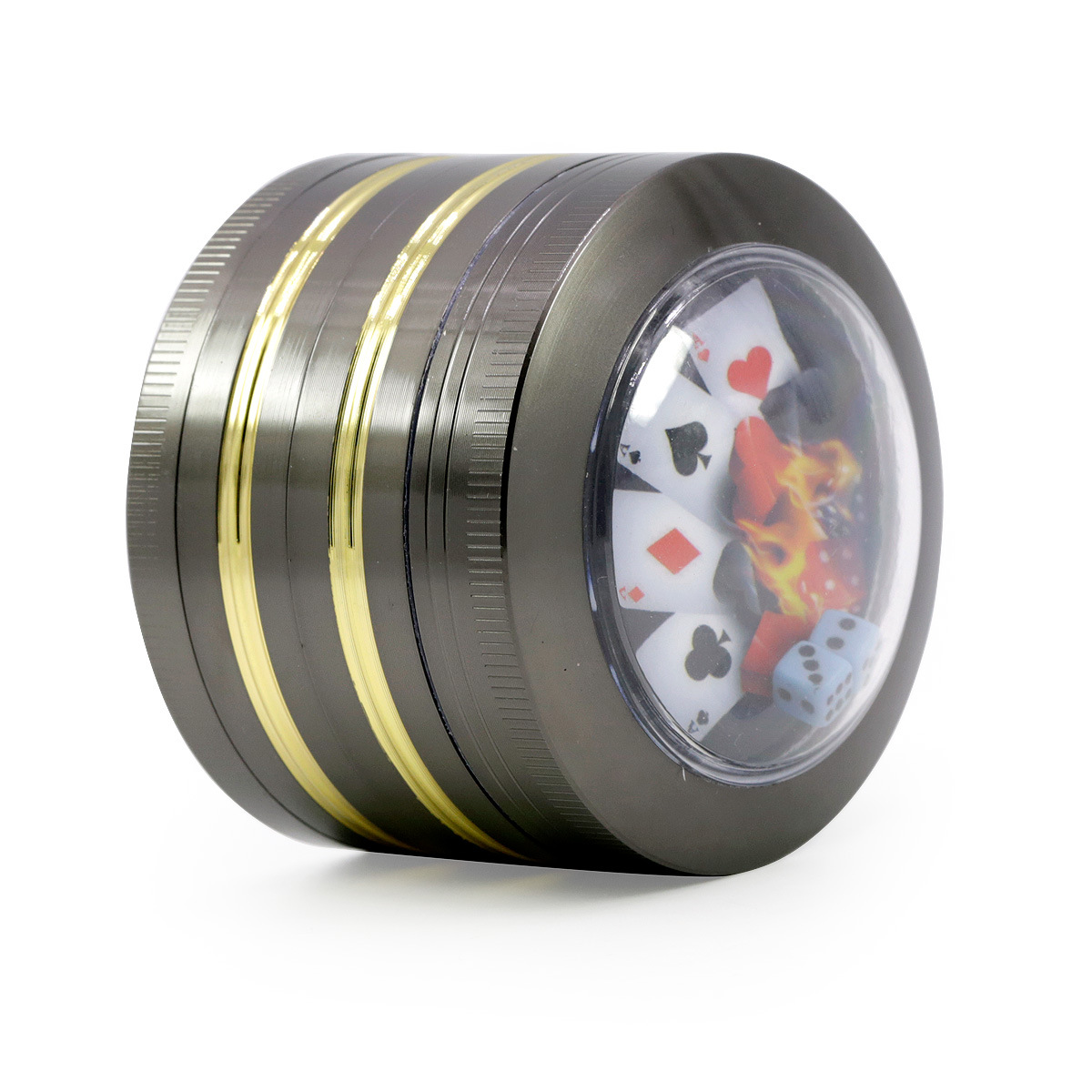 外贸出口直径63mm四层锌合金骰子扑克牌2条金边磨烟器 7777