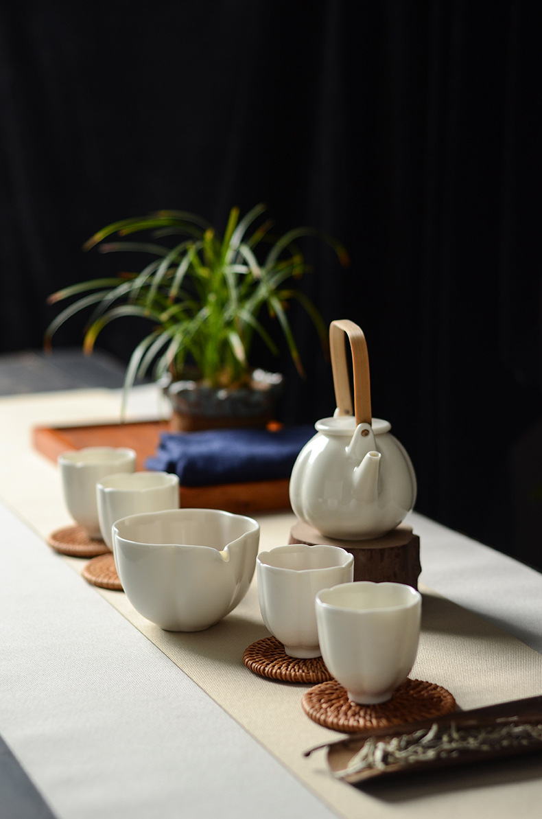 景德镇日式简约茶壶茶具套装花蕊系列办公家用礼赠禅意功夫陶瓷