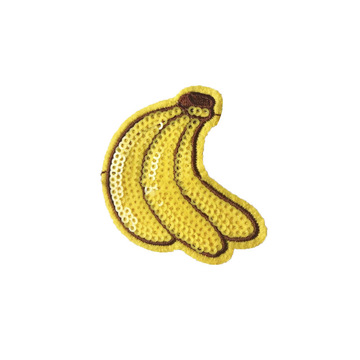 香蕉亮片贴布绣 珠片绣布贴 服装贴花 亮片布贴女装服装配饰发饰