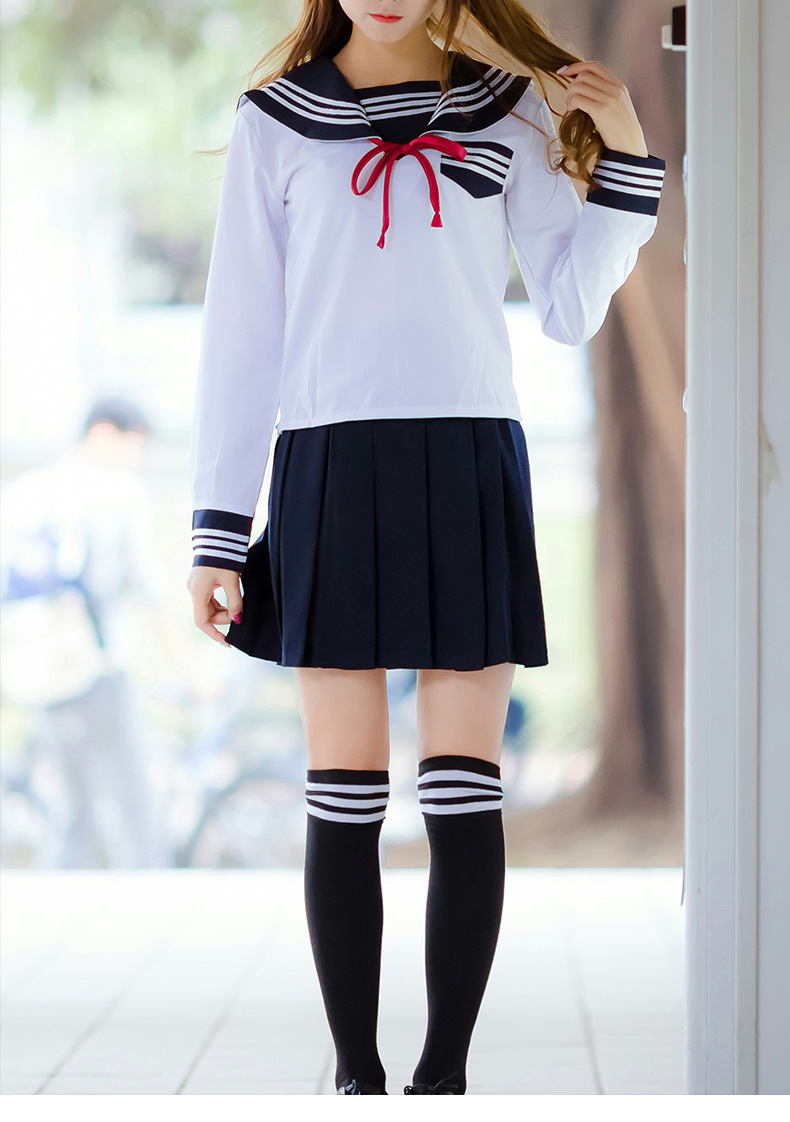 班服 学院风 高中校服女日系jk制服韩版长袖百皱裙学生表演水手服