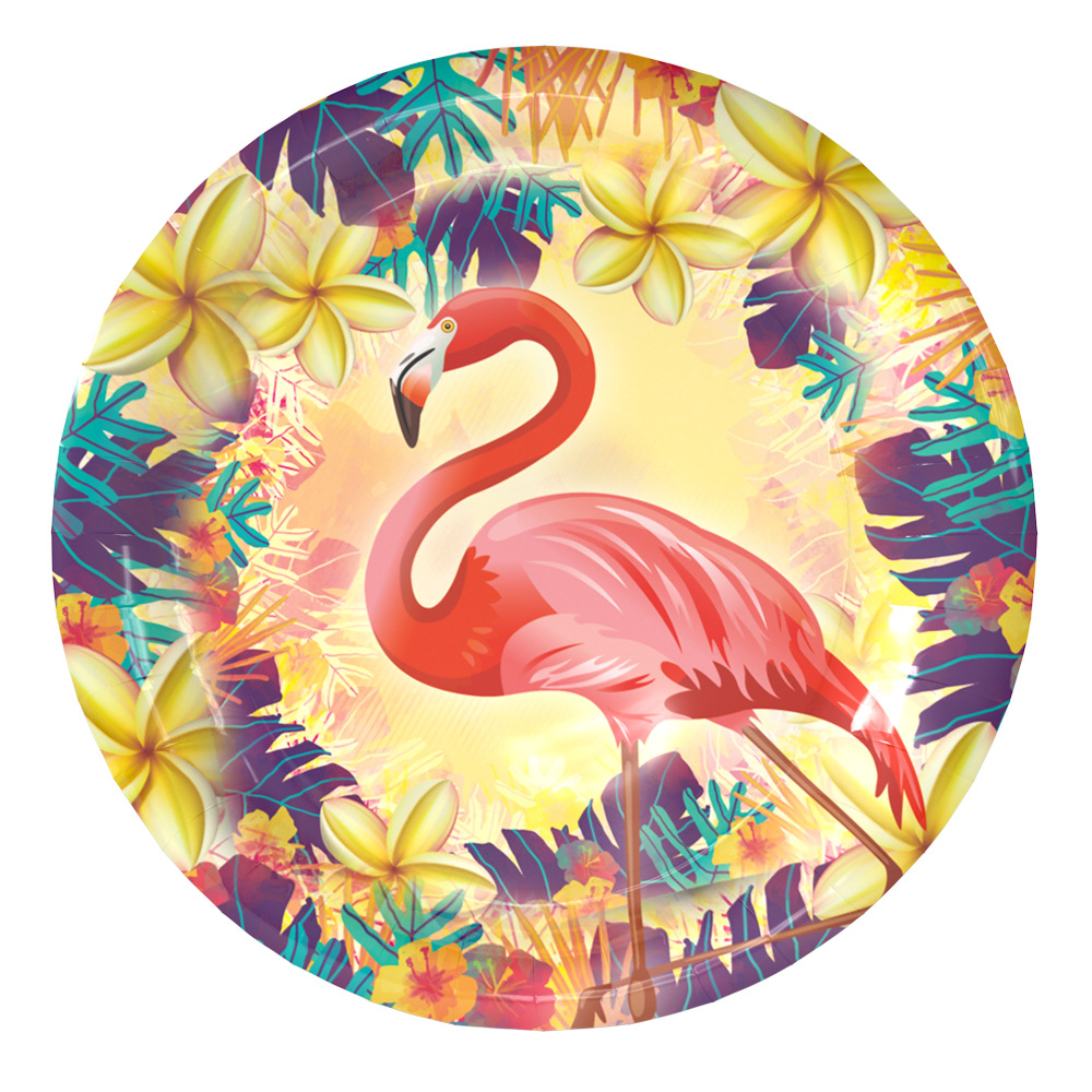 派对用品创意16样火烈鸟主题纸质生日布置火鸟派对装饰道具