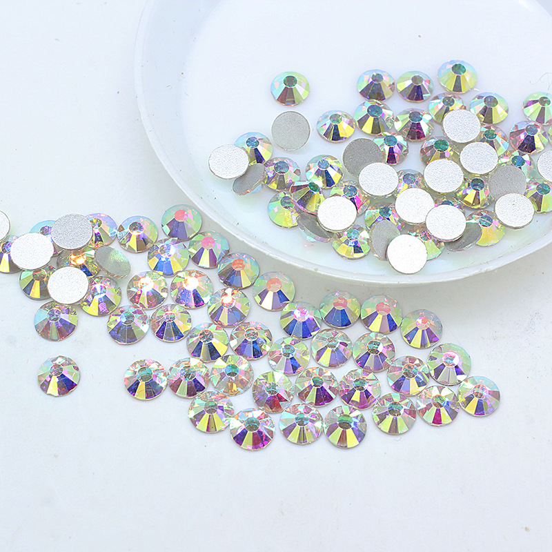 Cross-Border Supply Mobile Phone DIY Stick-on Crystals Nail Rhinestone-Sticking Stick-on Crystals International Trade Crystal Glass Flat Bottom Manicure Jewelry Bottoming Drill