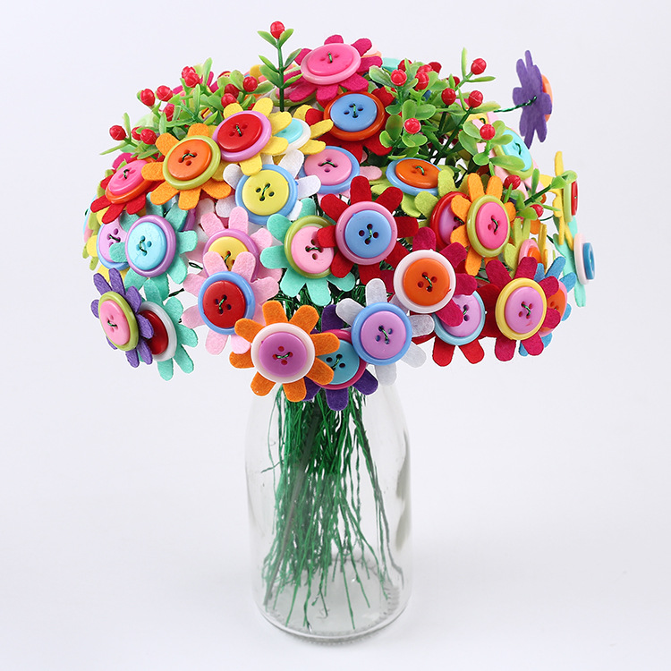 纽扣花 儿童幼儿园diy创意手工制作扣子画花束手工材料包女孩配
